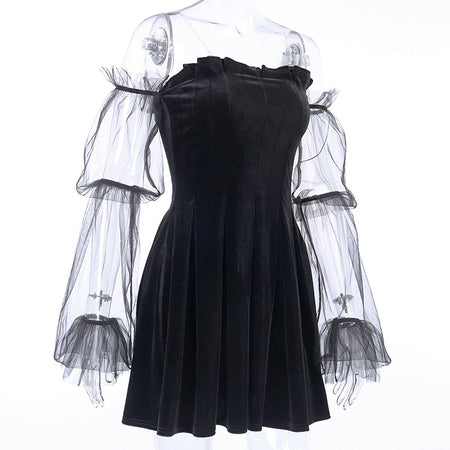 Sexy see-through mesh pleated skirt - ANIBEY