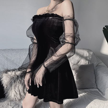 Sexy see-through mesh pleated skirt - ANIBEY