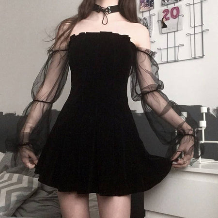 Sexy see-through mesh pleated skirt - ANIBEY