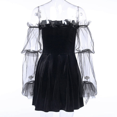 Sexy see-through mesh pleated skirt - ANIBEY