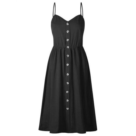 Sexy Suspender Button Pocket Halter Dress - ANIBEY