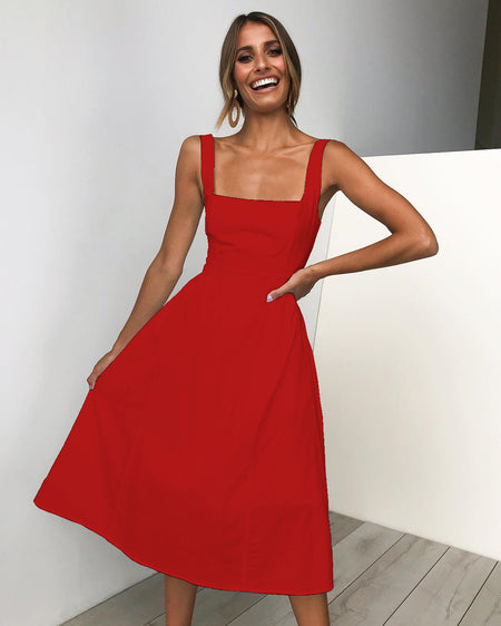 Simple Camisole Backless Dress Women - ANIBEY