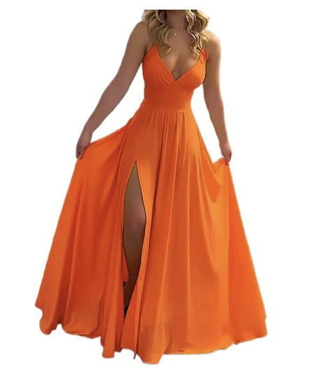 Summer Women's Fashion Lace Sling Slim Fit Slit Stringy Selvedge Dress - ANIBEY