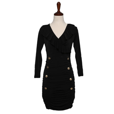V-neck Base Small Dress Long Sleeve Dress - ANIBEY