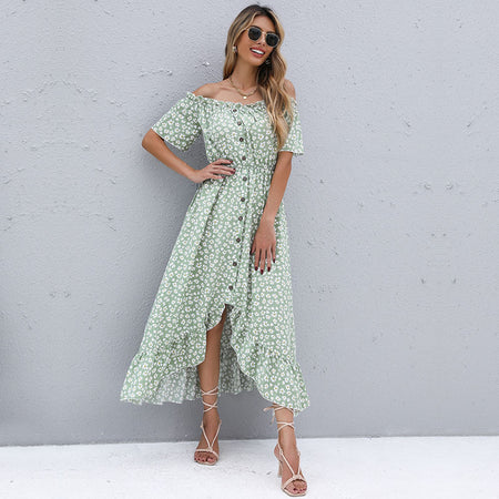 Women's Fashion Irregular Off-shoulder Dress - ANIBEY
