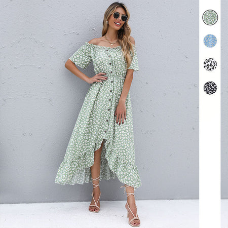 Women's Fashion Irregular Off-shoulder Dress - ANIBEY