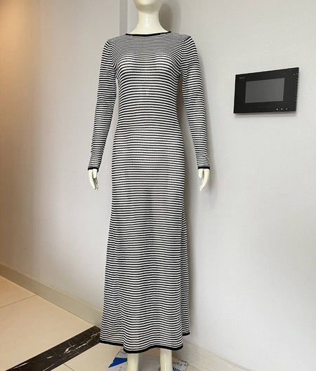 Women's Fashion Mesh Striped European And American Wind Beach Vacation Dress - ANIBEY