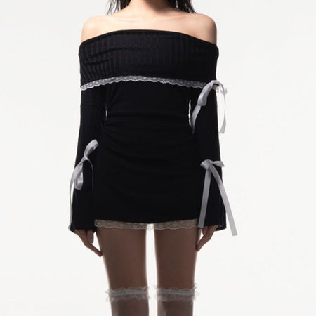 Women's Off-shoulder Tube Top Lace Dress - ANIBEY