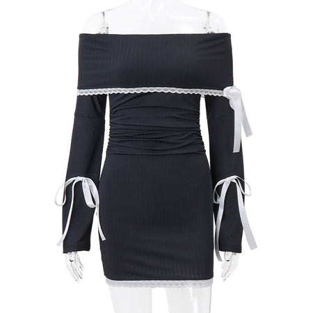 Women's Off-shoulder Tube Top Lace Dress - ANIBEY