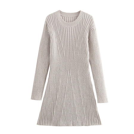 Women's Slim-fit Ribbed Knitted Dress - ANIBEY