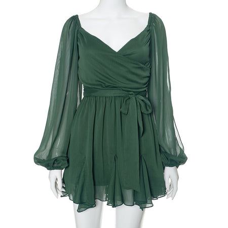 Women's Solid Color Slim Fit Short Dress - ANIBEY