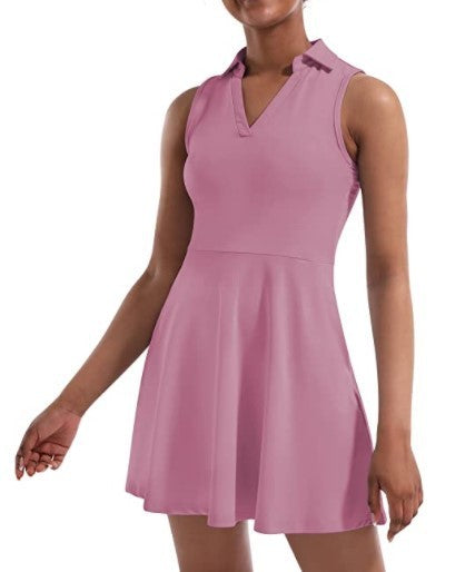 Women's Tennis Skirt With Built-in Shorts Dress - ANIBEY