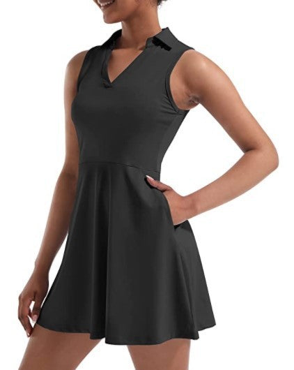 Women's Tennis Skirt With Built-in Shorts Dress - ANIBEY