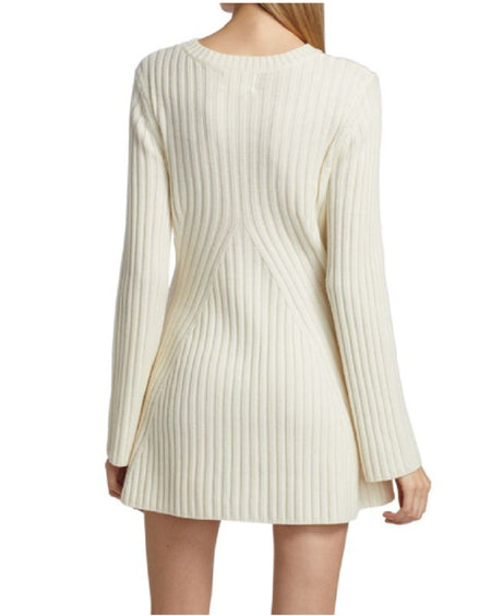 Women's Textured Round Neck Long Sleeve Slim Ribbed Dress - ANIBEY