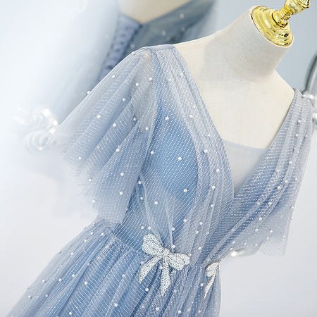 Evening Dress Female Elegant Temperament Host V-neck Super Fairy Thin Long Style - ANIBEY