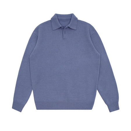 Men's Trendy Solid Color Loose Collared Pullover Sweater - ANIBEY