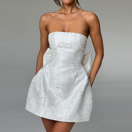 Fashion Tube Top Bow Dress Women - ANIBEY