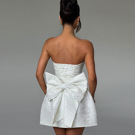 Fashion Tube Top Bow Dress Women - ANIBEY