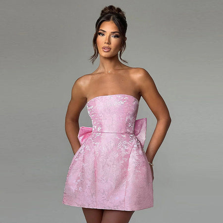 Fashion Tube Top Bow Dress Women - ANIBEY