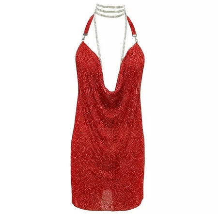 Women's Rhinestone Panel Costume Dress - ANIBEY