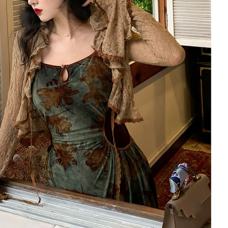 Fashion Autumn French Minority Retro Cardigan Dress - ANIBEY