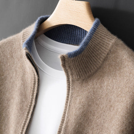 Woollen Zip-up Collar Sweater for Men - ANIBEY