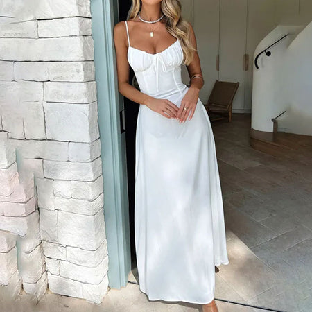 Cross-Border Women's Clothing Elegant Lace-up Backless A- Line Dress - ANIBEY
