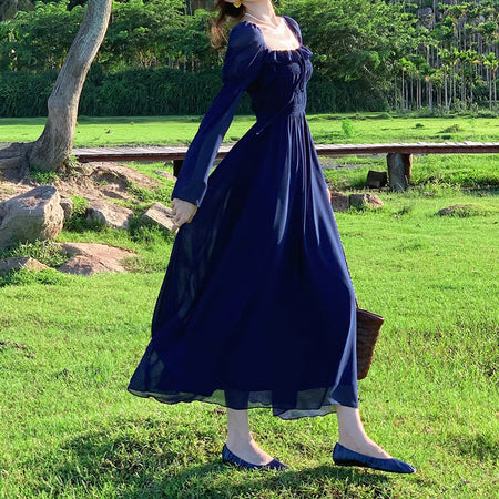 Elegant French Cinched Slimming Long Dress Children - ANIBEY