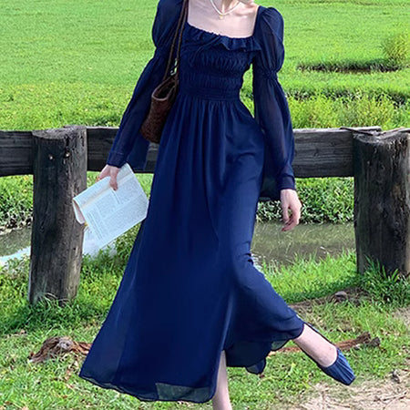 Elegant French Cinched Slimming Long Dress Children - ANIBEY