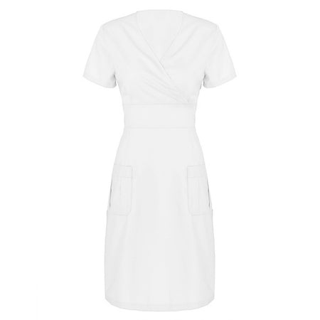 Women's Short-sleeved V-neck Nurses' Uniform Nurse Dress - ANIBEY