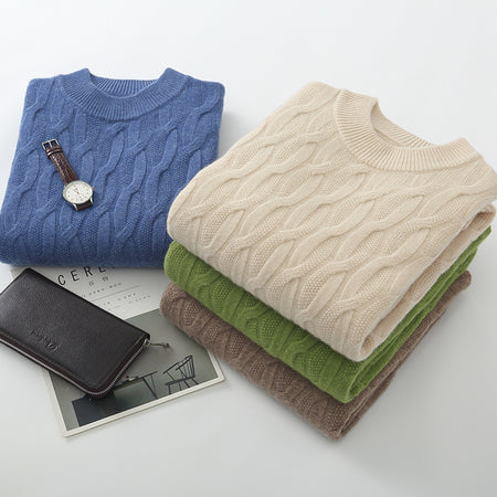 Men's Round-neck Thick Pullover Sweater - ANIBEY