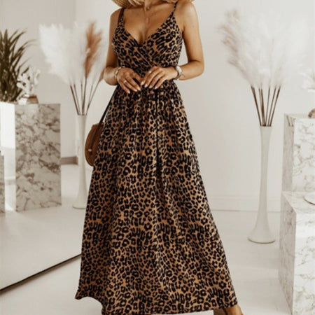 Women's Leopard Print Printing Slip Dress - ANIBEY
