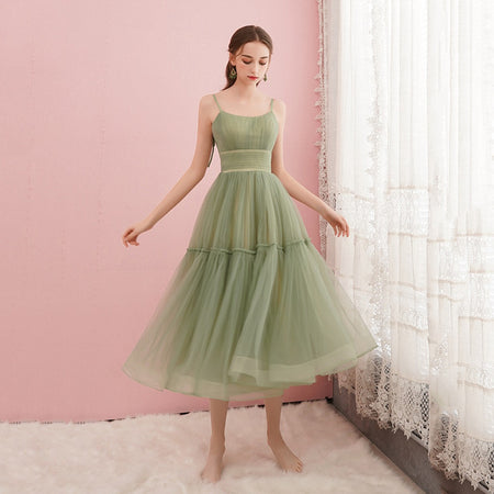 Green Ladies Holiday Slip Dress - ANIBEY