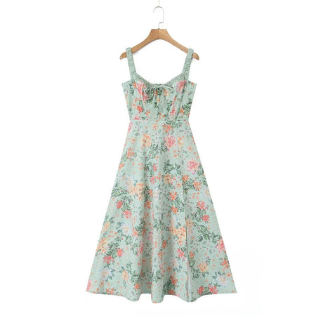Women's French Floral Strap Dress - ANIBEY