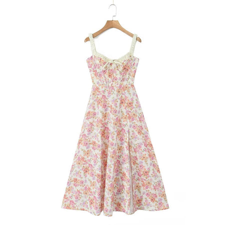Women's French Floral Strap Dress - ANIBEY