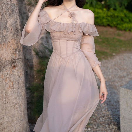 Temperament Ruffle Edge Tea Break Dress - ANIBEY