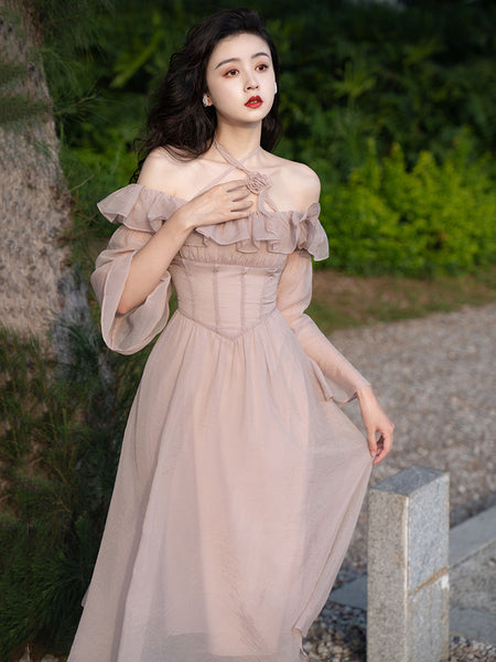 Temperament Ruffle Edge Tea Break Dress - ANIBEY