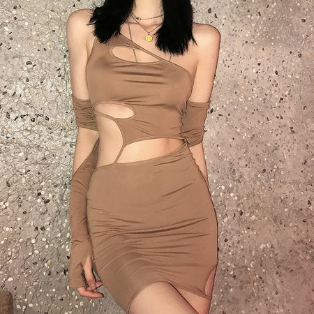 Nibber Hollow Tight-fitting Halter Strap Dress Women Summer Wild Street Wear Strap Sexy Night Party Dress Mini Dress Female - ANIBEY