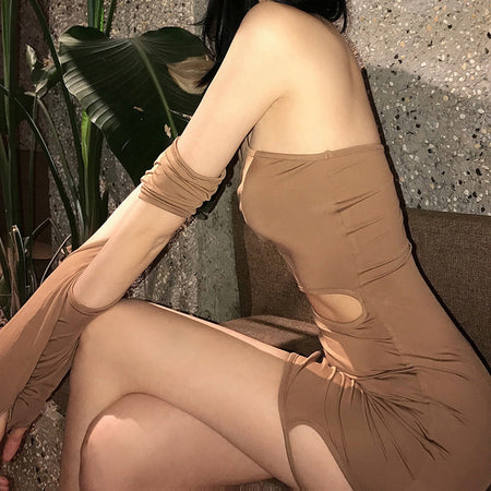 Nibber Hollow Tight-fitting Halter Strap Dress Women Summer Wild Street Wear Strap Sexy Night Party Dress Mini Dress Female - ANIBEY