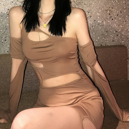 Nibber Hollow Tight-fitting Halter Strap Dress Women Summer Wild Street Wear Strap Sexy Night Party Dress Mini Dress Female - ANIBEY