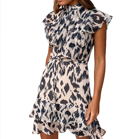 Leopard-print waist slimming dress - ANIBEY