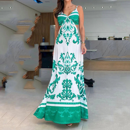Summer Women's Hot Sale Casual Printing Cutout Sling Dress - ANIBEY