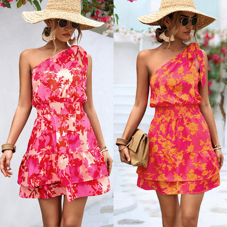 Styles Sloping Shoulder Woman Dress - ANIBEY