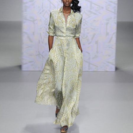 Fashion Long-sleeved Temperament High-waist Long Skirt - ANIBEY