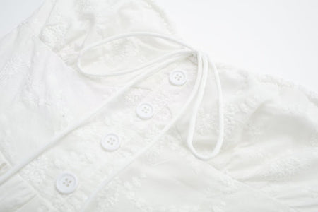 Sweet Spring Women's Party White Chest Wrap Lace Dress - ANIBEY