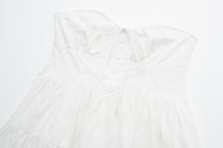 Sweet Spring Women's Party White Chest Wrap Lace Dress - ANIBEY