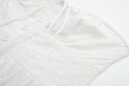 Sweet Spring Women's Party White Chest Wrap Lace Dress - ANIBEY