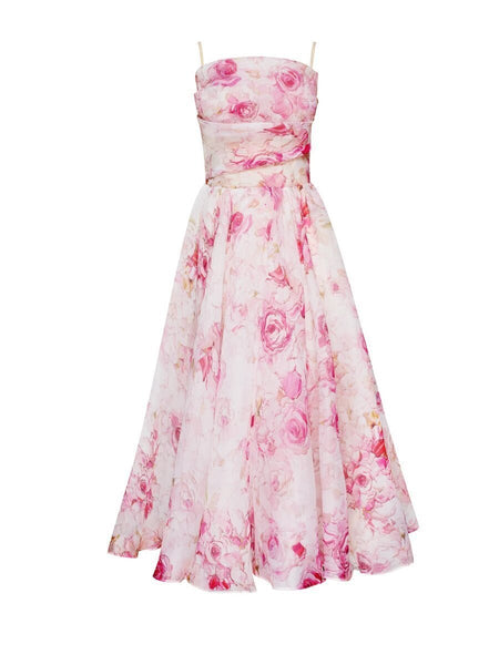 Strapless Sleeveless Printed Swing Dress - ANIBEY