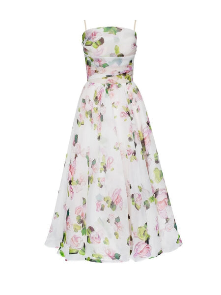 Strapless Sleeveless Printed Swing Dress - ANIBEY