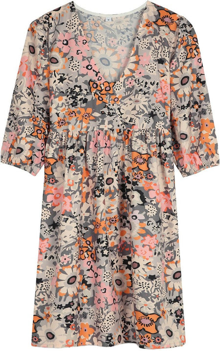 Women's V-neck Printed Loose Midi Dress - ANIBEY